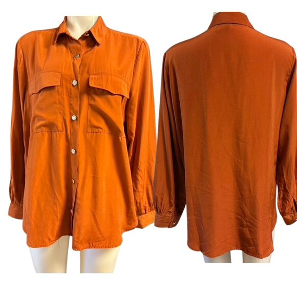 Women Zolla XL button down blouse rust - Picture 1 of 2